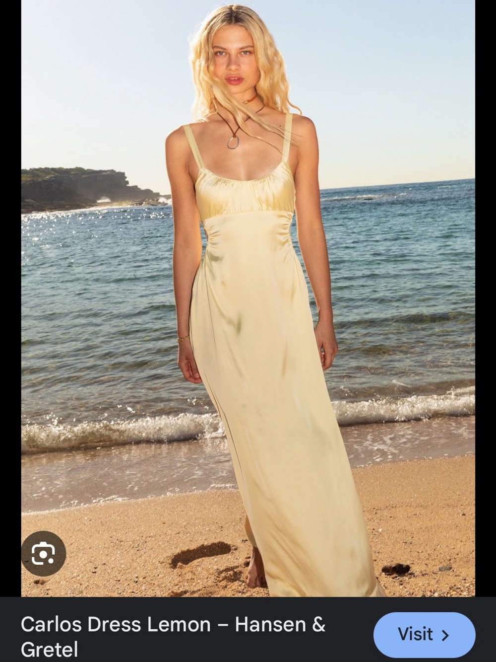Hansen & Gretel Carlos Lemon Satin Maxi Slip Dress